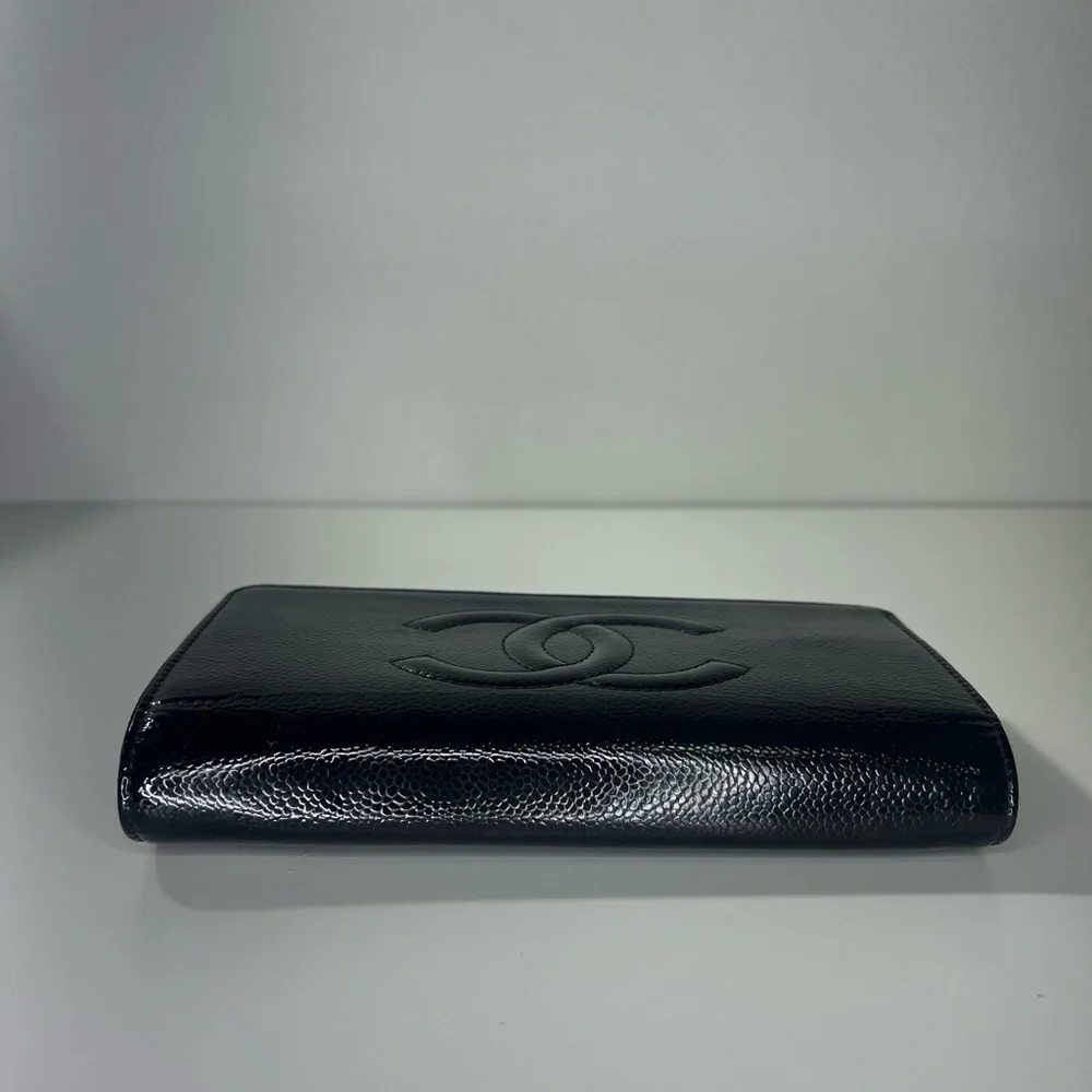 CHANEL | Black Patent Caviar Leather Wallet on Chain